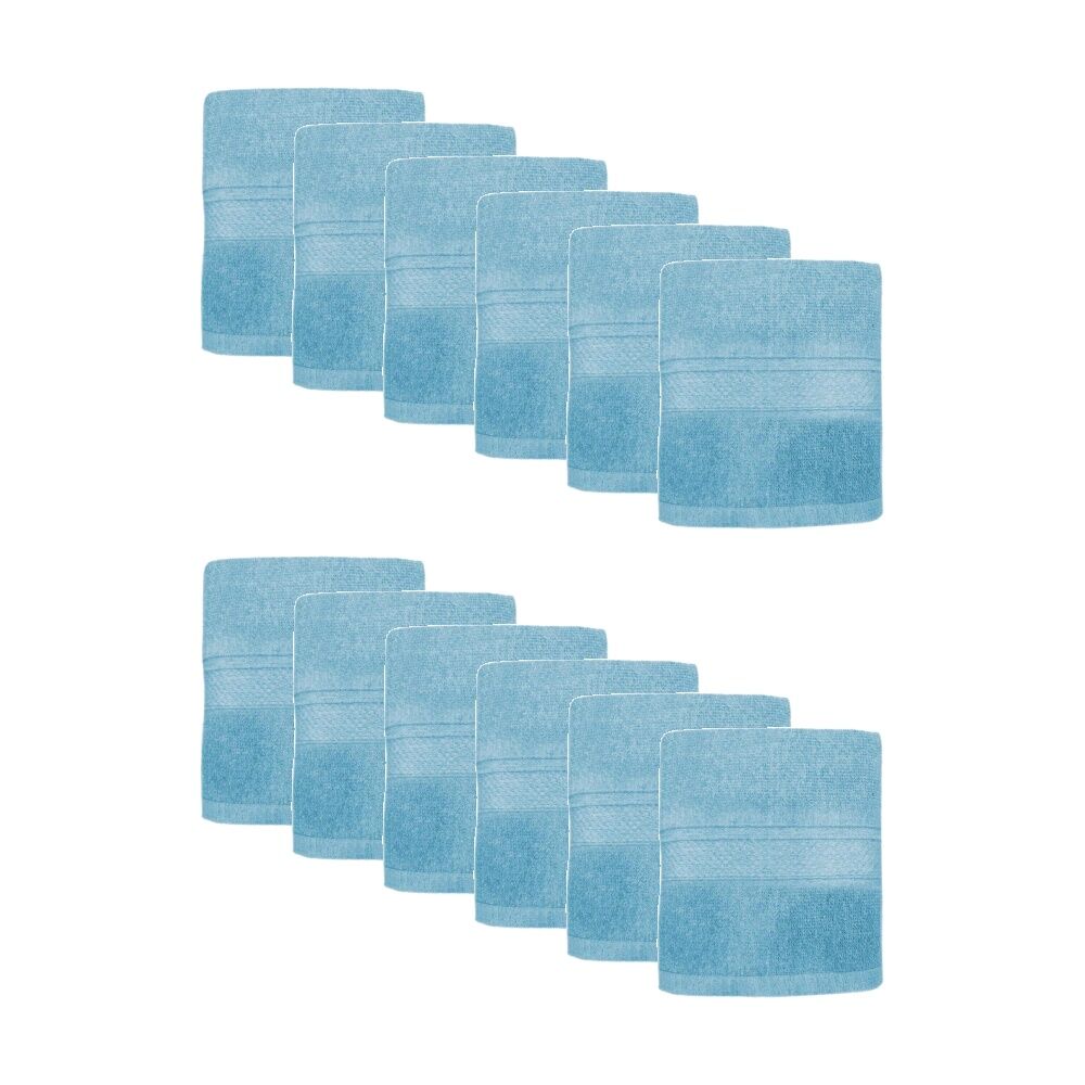 12PK Capri Soft Absorbent Hand Towel Bathroom Accessory 50x90cm Sky Blue