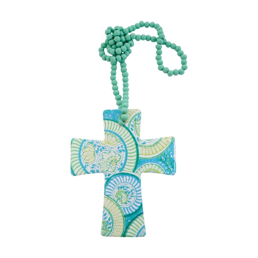 2PK LVD Mediterranean Cross Home & Living Decor W/ Beads 12x14.5cm