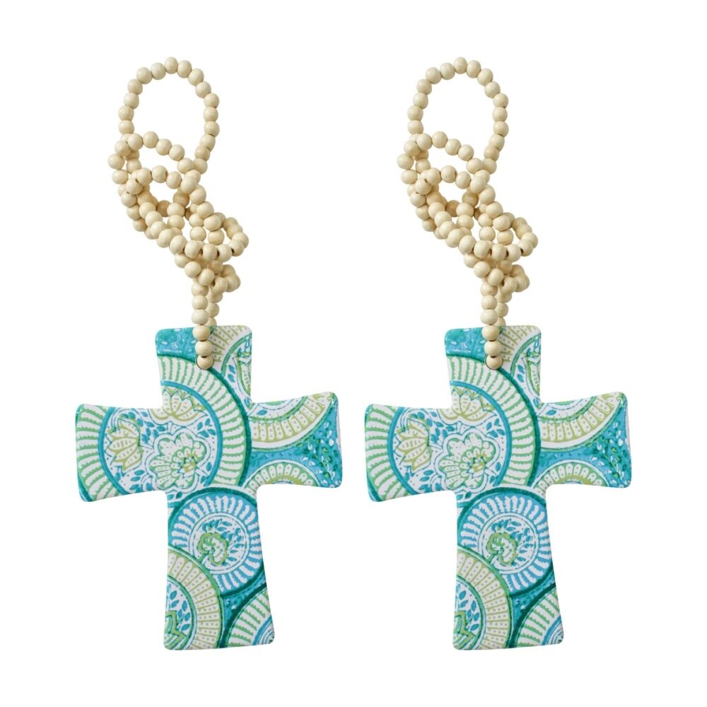 2PK LVD Mediterranean Cross Home & Living Decor W/ Beads 12x14.5cm