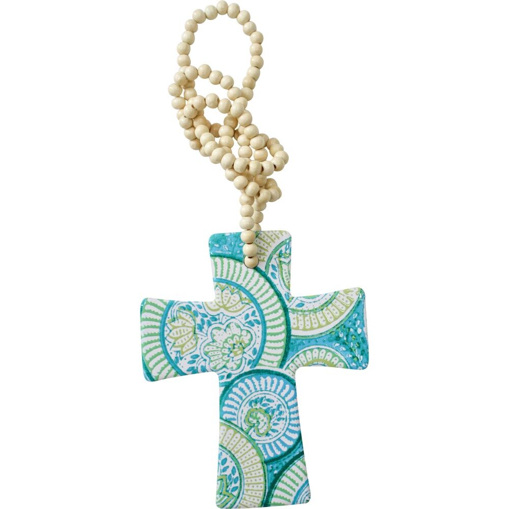 2PK LVD Mediterranean Cross Home & Living Decor W/ Beads 12x14.5cm