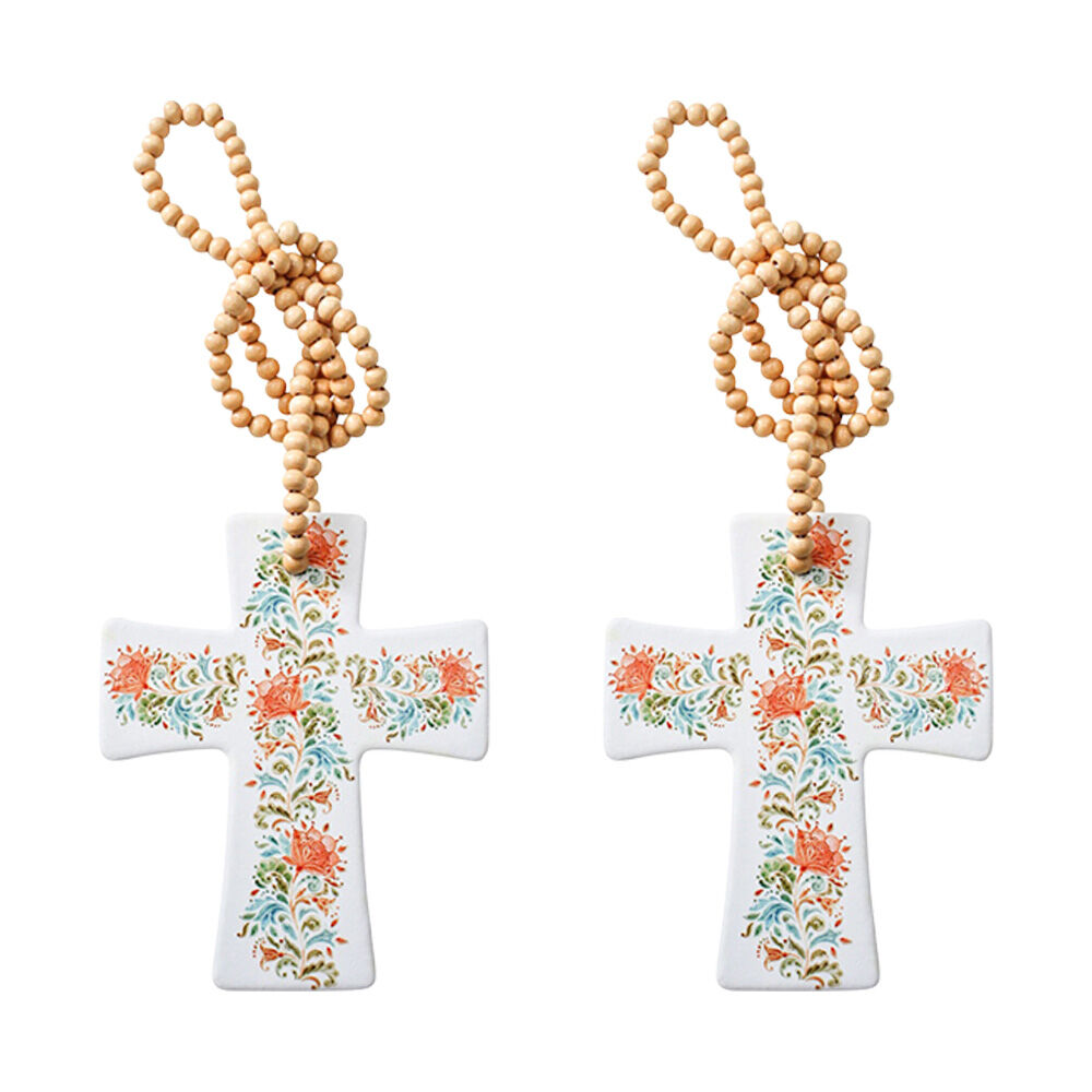 2PK LVD Kani Garden Cross Home & Living Decor W/ Beads 12x14x.05cm