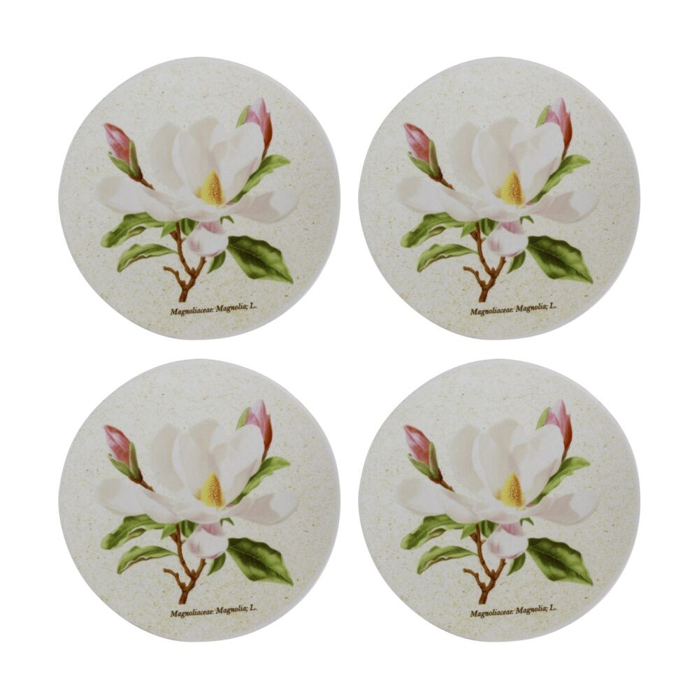 4PK LVD Magnolia Flower Ceramic Kitchen Trinket Tray Gift Dish 10cm