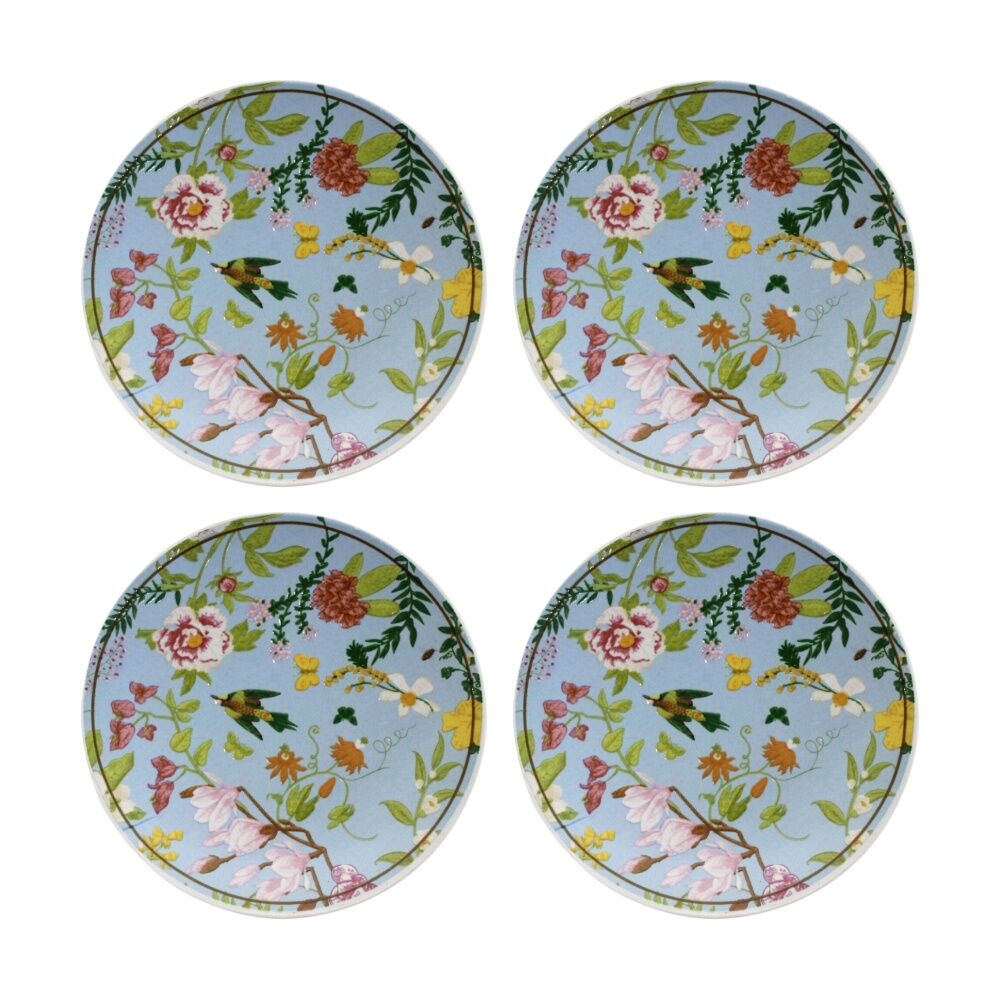 4PK LVD Botanical Bird Ceramic Kitchen Trinket Tray Gift Dish 10cm