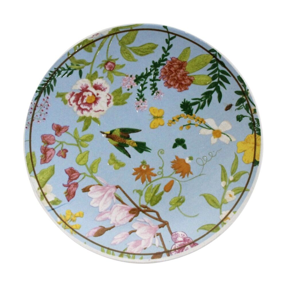 4PK LVD Botanical Bird Ceramic Kitchen Trinket Tray Gift Dish 10cm