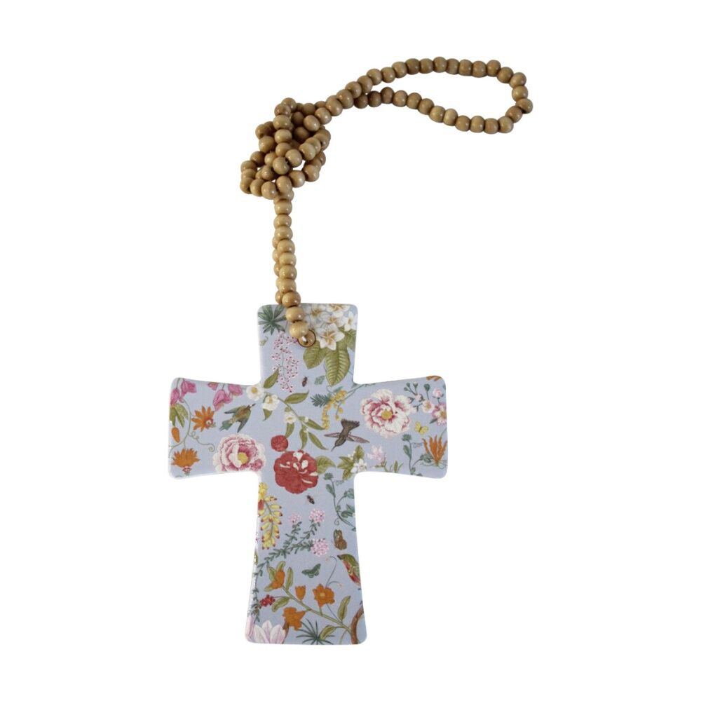 4PK LVD Botanical Garden Cross Home & Living Decor W/ Beads 12x14.5cm