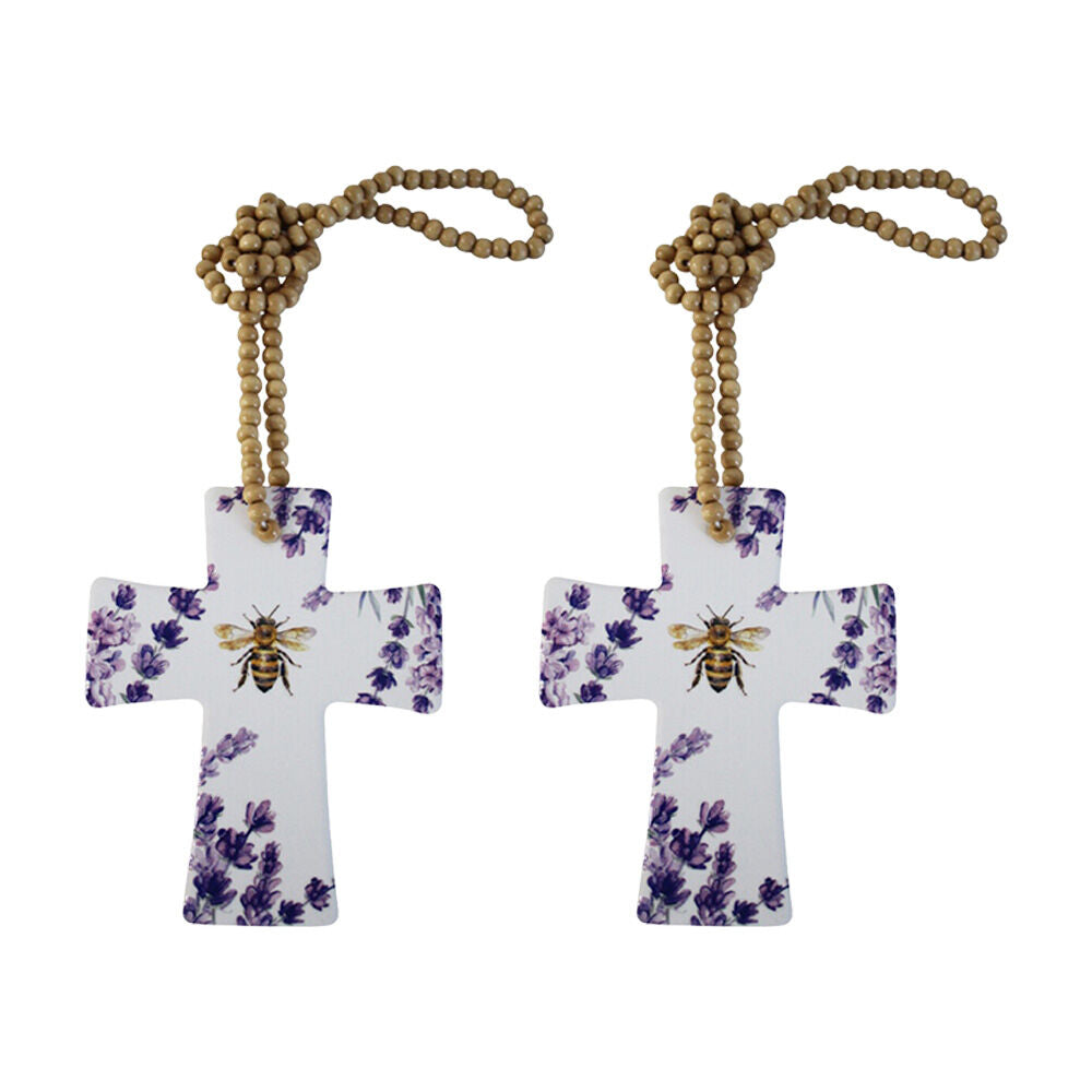 2PK LVD Bee Cross Home & Living Decor W/ Beads Multicolour 12x14.5cm