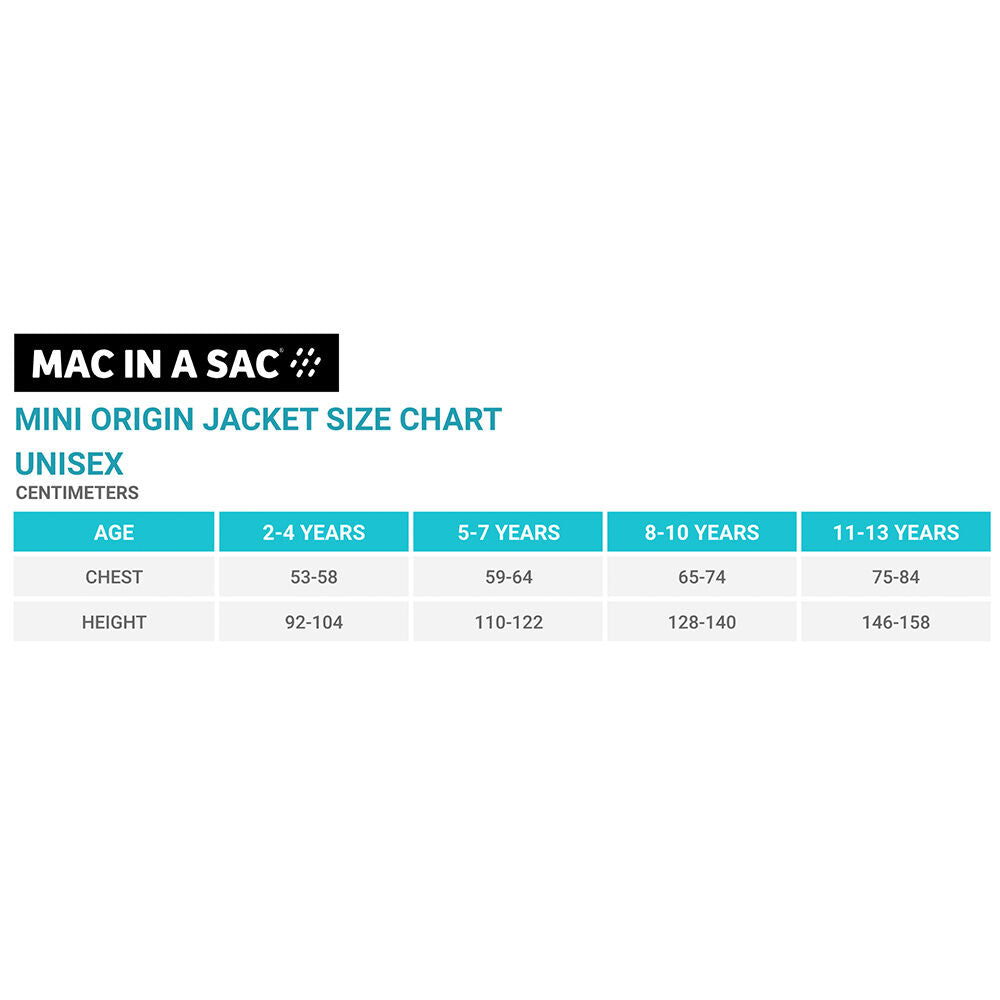 Mac In A Sac Kids Mini Neon 2 Packable Jacket Waterproof Blue