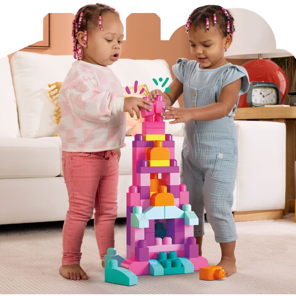 2x 80pc All Brands Toys Mega Bloks Big Building Bag Blocks Kids/Toddler Pink 1y+