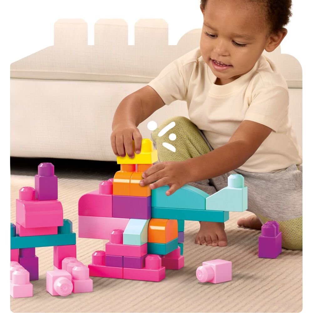 2x 80pc All Brands Toys Mega Bloks Big Building Bag Blocks Kids/Toddler Pink 1y+