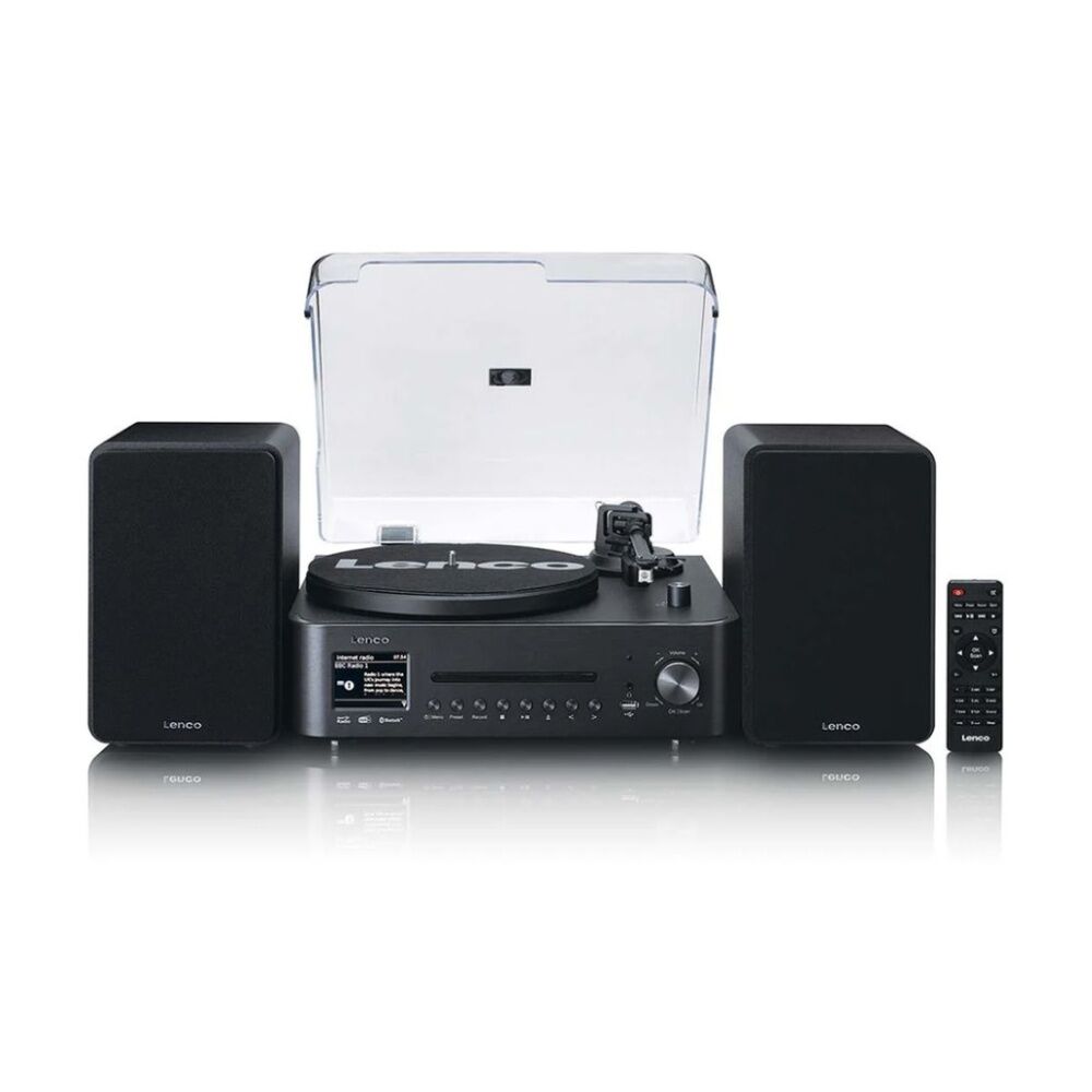 Lenco MC-760BK HiFi W/ Internet DAB+/FM Radio CD/MP3 Turntable & Speakers Black