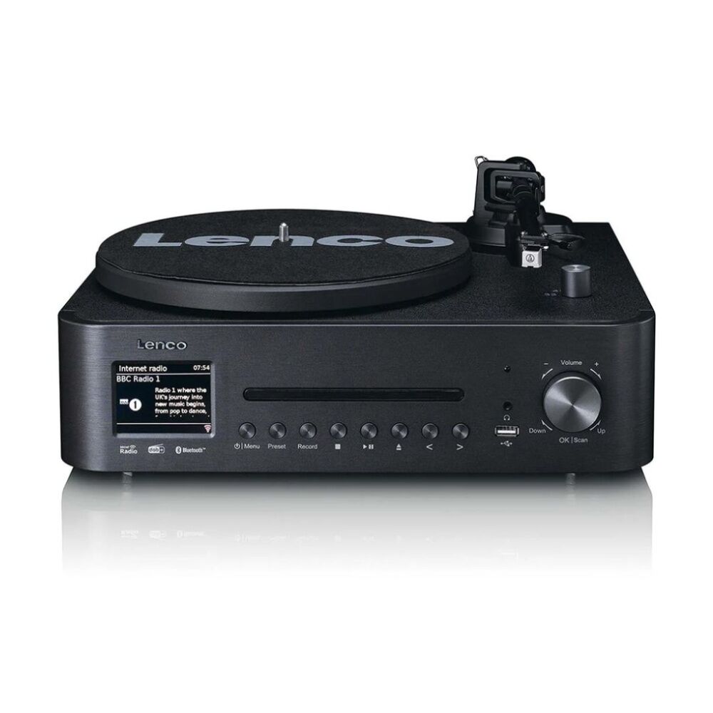 Lenco MC-760BK HiFi W/ Internet DAB+/FM Radio CD/MP3 Turntable & Speakers Black