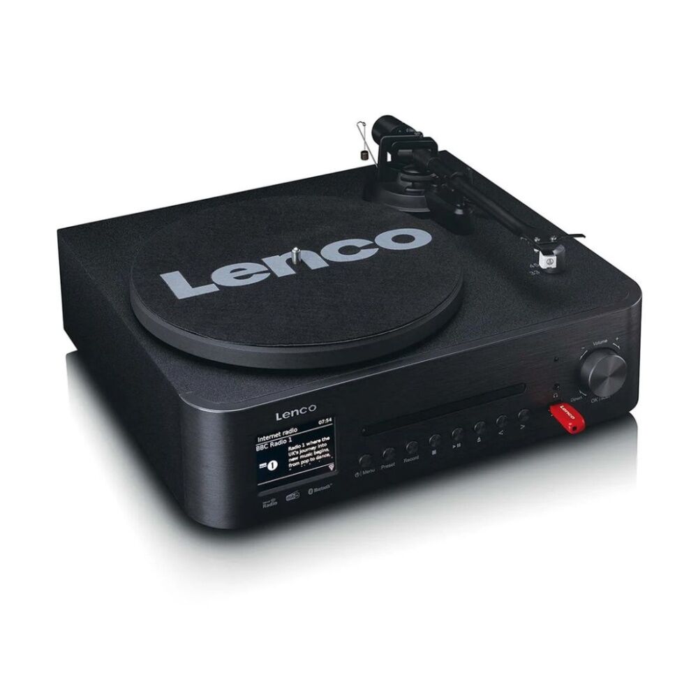 Lenco MC-760BK HiFi W/ Internet DAB+/FM Radio CD/MP3 Turntable & Speakers Black