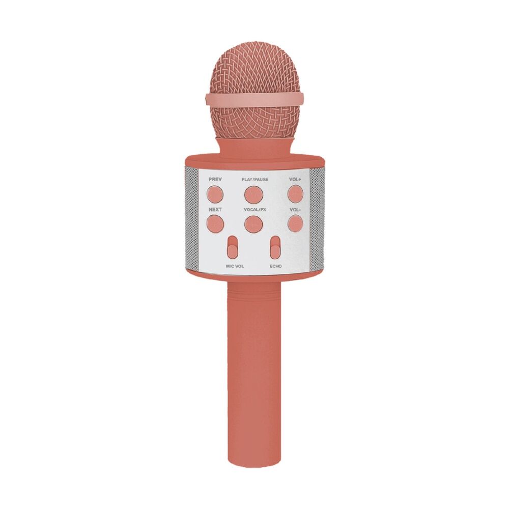 Laser Karaoke Microphone Built-In Speaker USB Rechargeable Sunset Coral