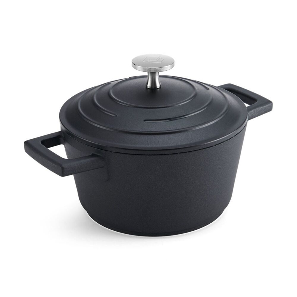 MasterCraft Cast Aluminium Casserole Dish Kitchen Cooking Pot 1.4L Black 16cm