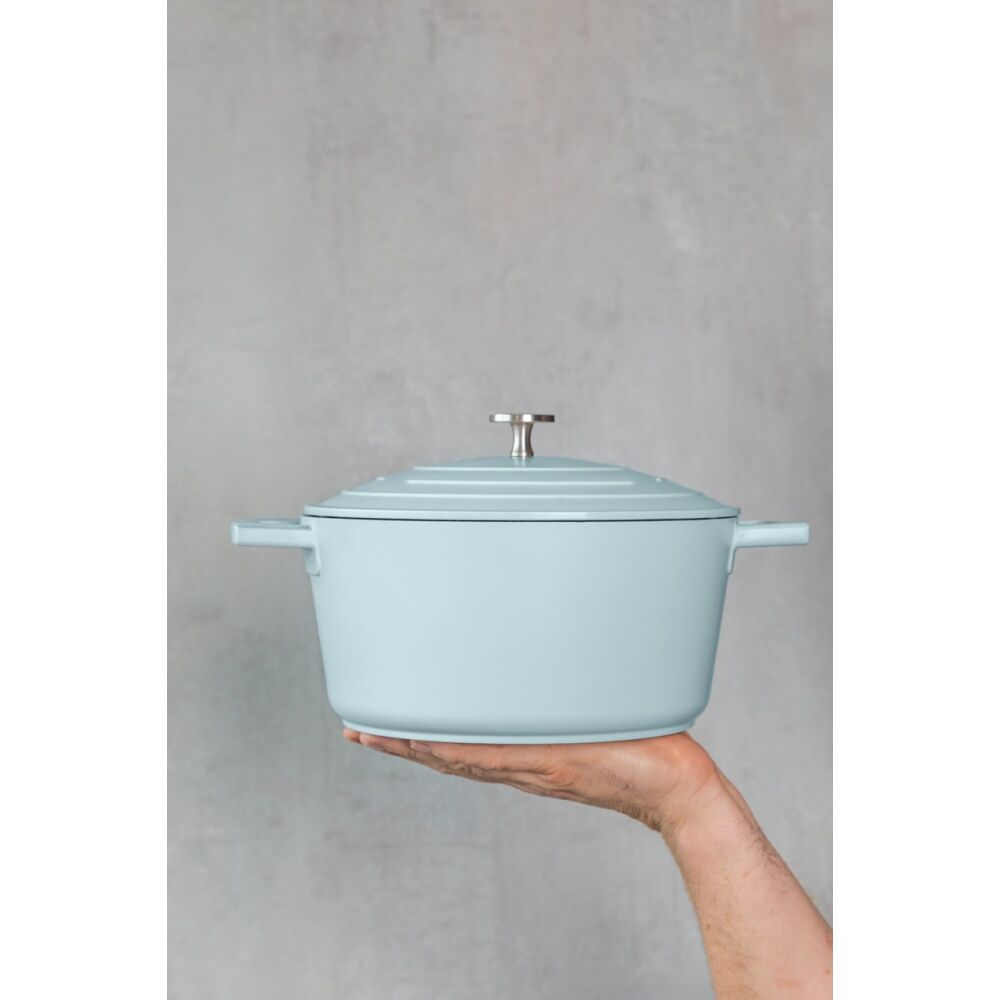 MasterCraft Cast Aluminium Casserole Dish Kitchen Cooking Pot 4L Sky Blue 24cm