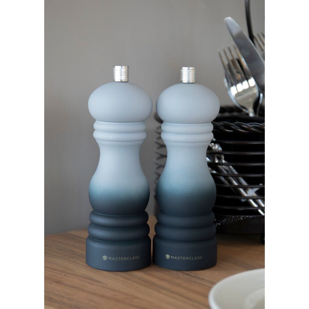 4PK MasterClass Refillable Ceramic Grinder Grey Ombre Salt & Pepper Mill 17cm
