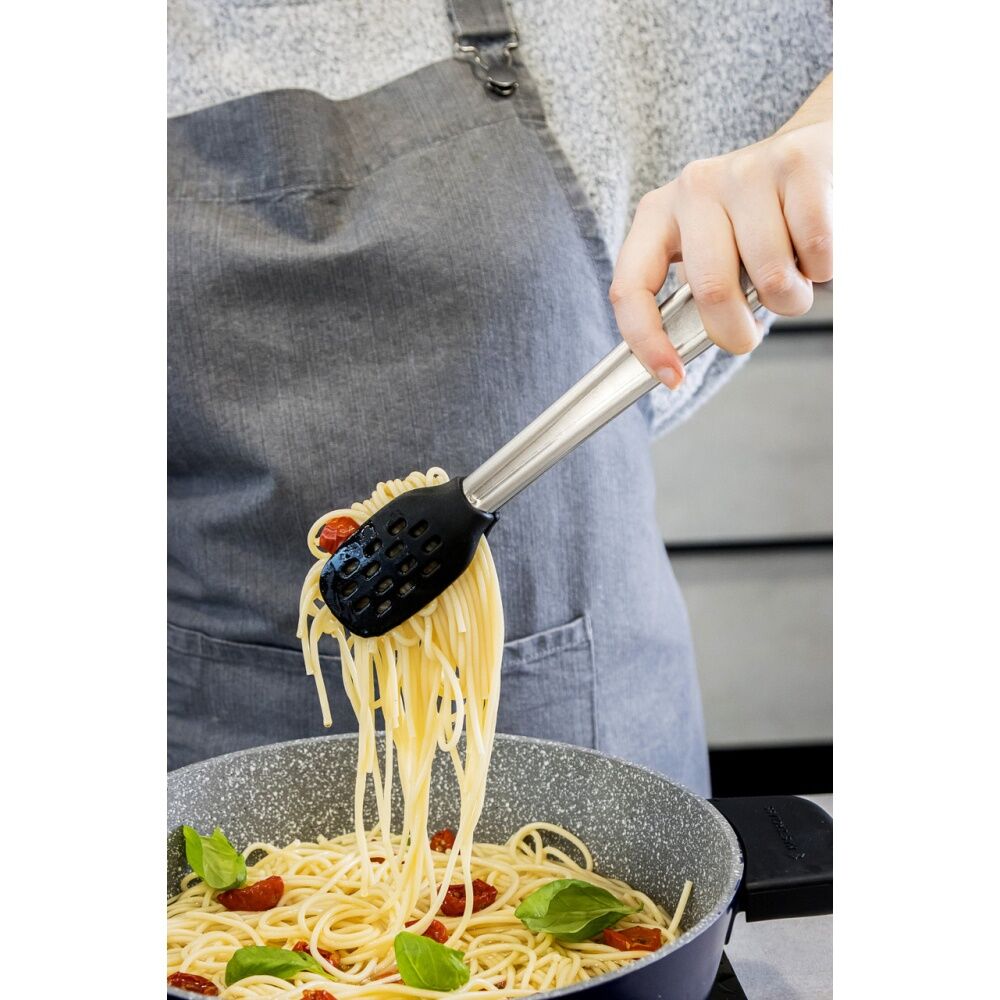 6PK MasterClass Food Tongs Nylon Heads Non-Stick Safe Kitchen Tool Silver 28cm