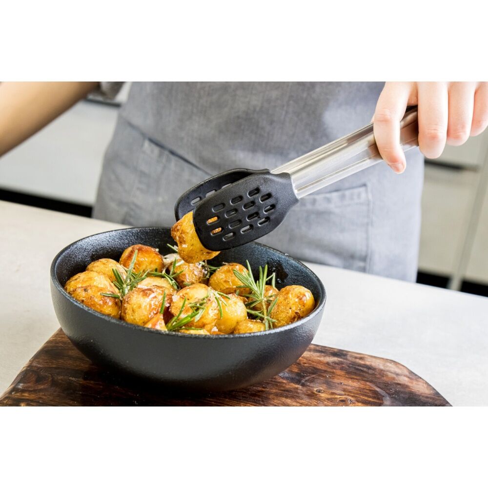 6PK MasterClass Food Tongs Nylon Heads Non-Stick Safe Kitchen Tool Silver 28cm