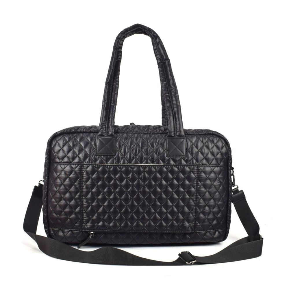 Tosca Women's Lightweight Quilted Metro Split Tote Travel Bag Black