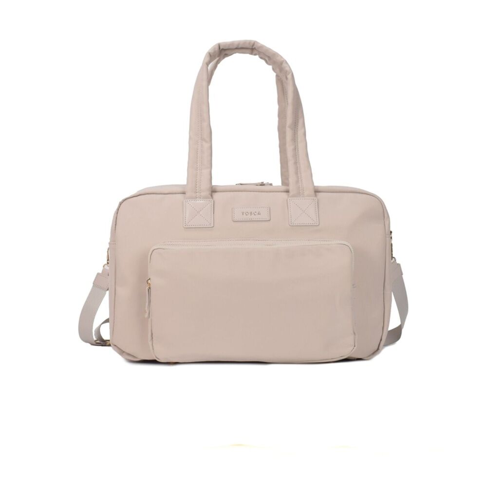 Tosca Women's Lightweight Nylon Metro Split Tote Travel Bag Stone