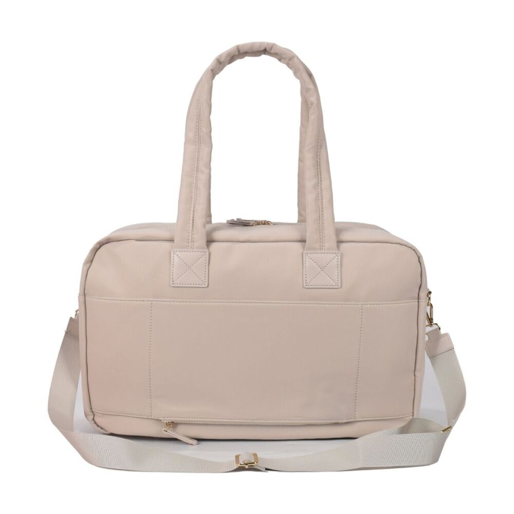 Tosca Women's Lightweight Nylon Metro Split Tote Travel Bag Stone