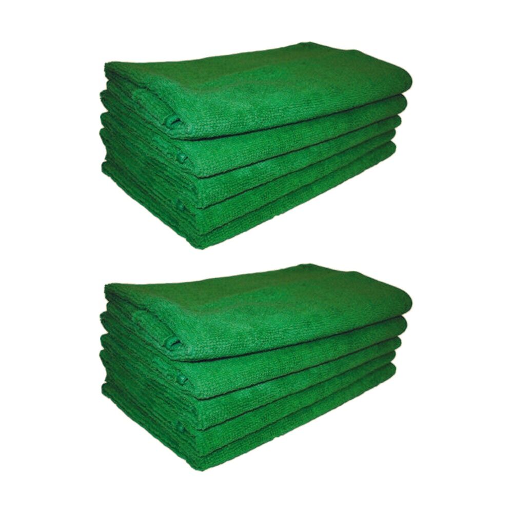 2x 5pc Cleanstar Microfibre Cleaning Cloths Non Abrasive 40x40cm Green