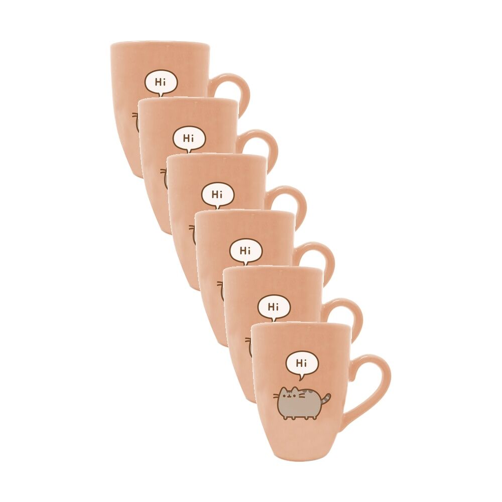6PK Pusheen Cat Hi Latte Ceramic Hot & Cold Coffee Drinking Mug Pink
