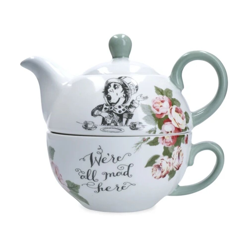 Mikasa Tea For One Teapot and Cup Set Alice In Wonderland Bone China Collection
