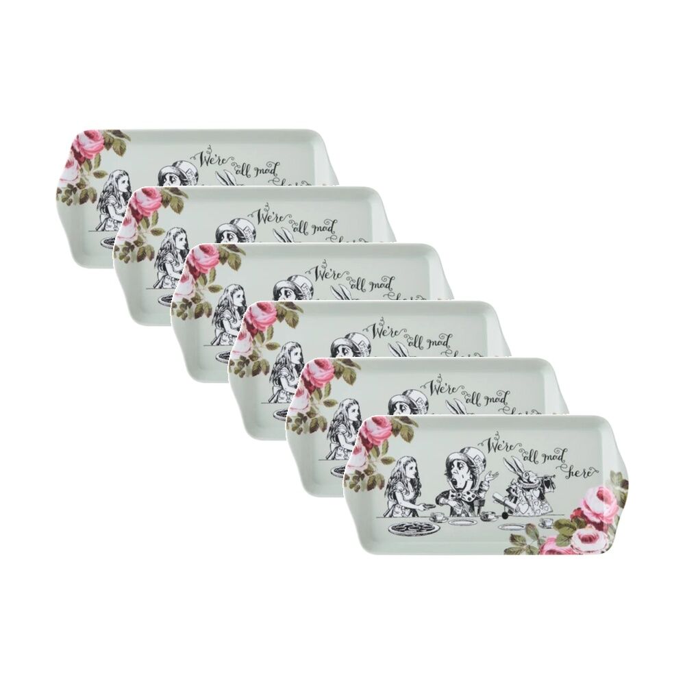 6PK Mikasa V&A Alice In Wonderland Melamine Sandwich Tray 30.5x15cm