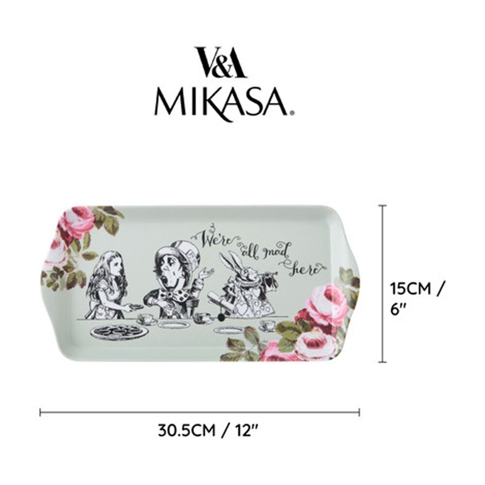 6PK Mikasa V&A Alice In Wonderland Melamine Sandwich Tray 30.5x15cm
