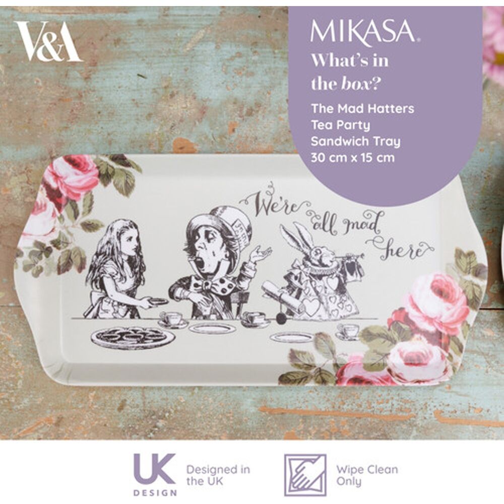 6PK Mikasa V&A Alice In Wonderland Melamine Sandwich Tray 30.5x15cm