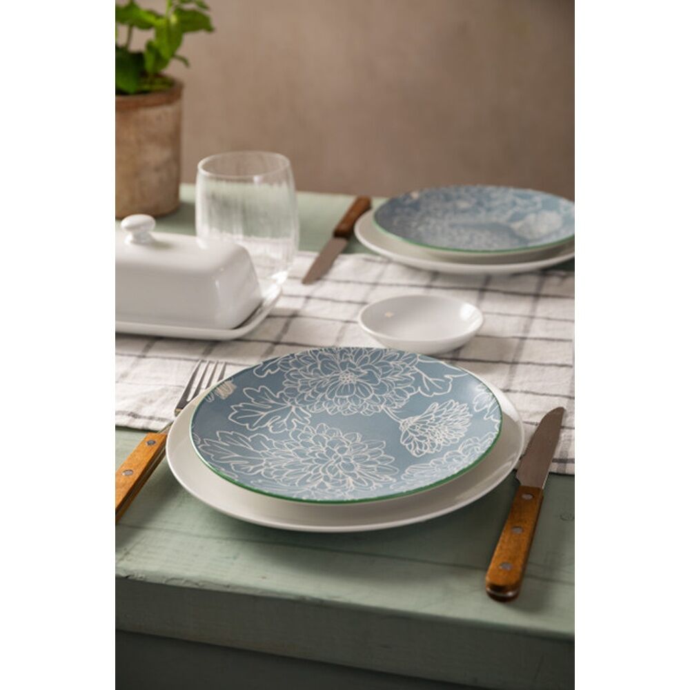 12PK Mikasa Grey Floral Stoneware Side Plate 18cm Dishwasher Microwave Safe