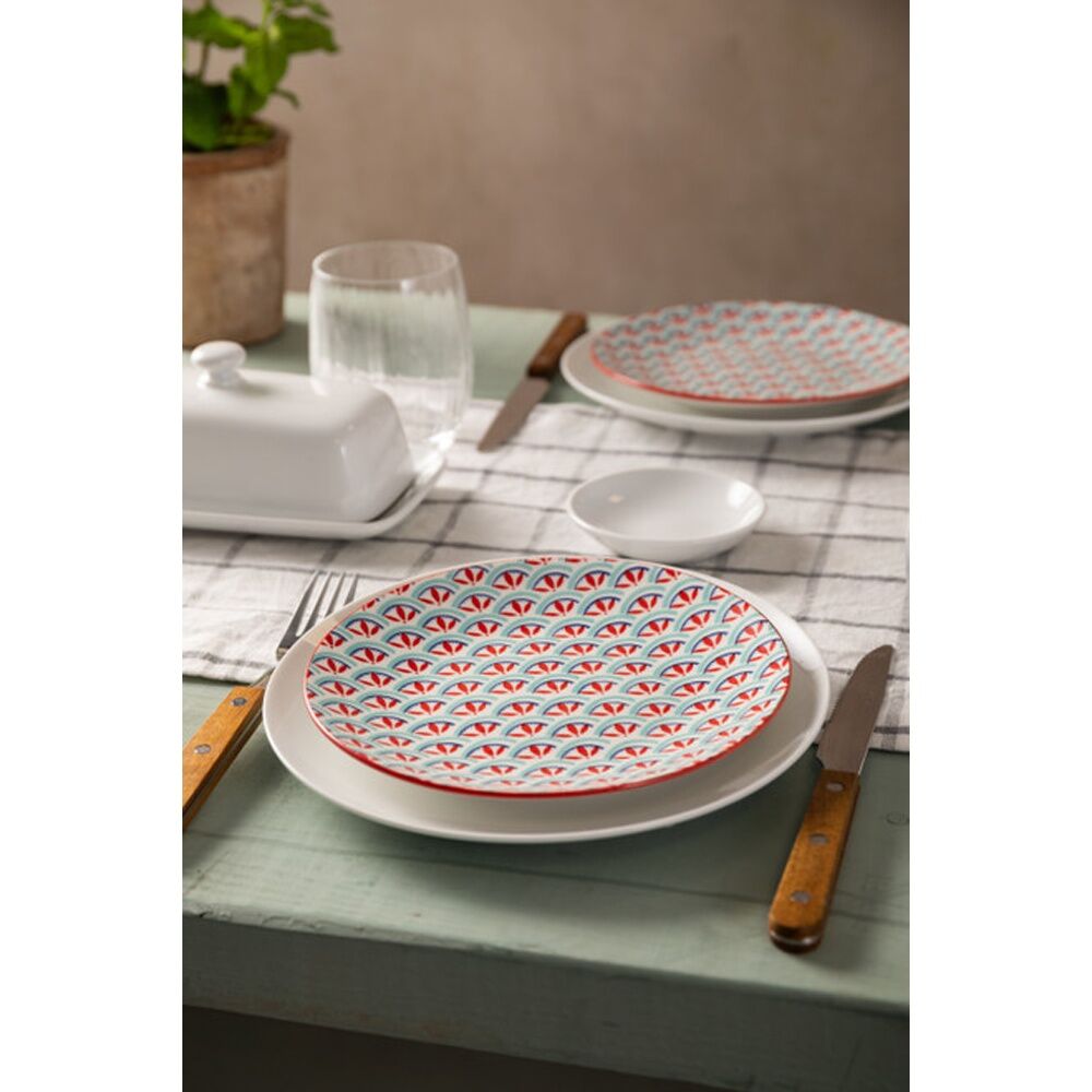 12PK Mikasa Blue Mosaic Stoneware Side Plate 18cm Dishwasher Microwave Safe