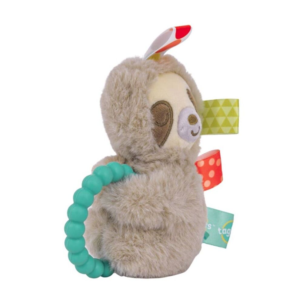 Mary Meyer Taggies Molasses Sloth Soft Plush Rattle & Silicone Teether Grey