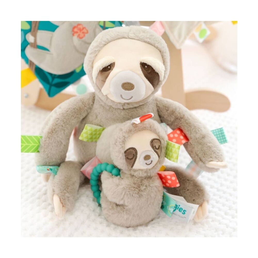 Mary Meyer Taggies Molasses Sloth Soft Plush Rattle & Silicone Teether Grey