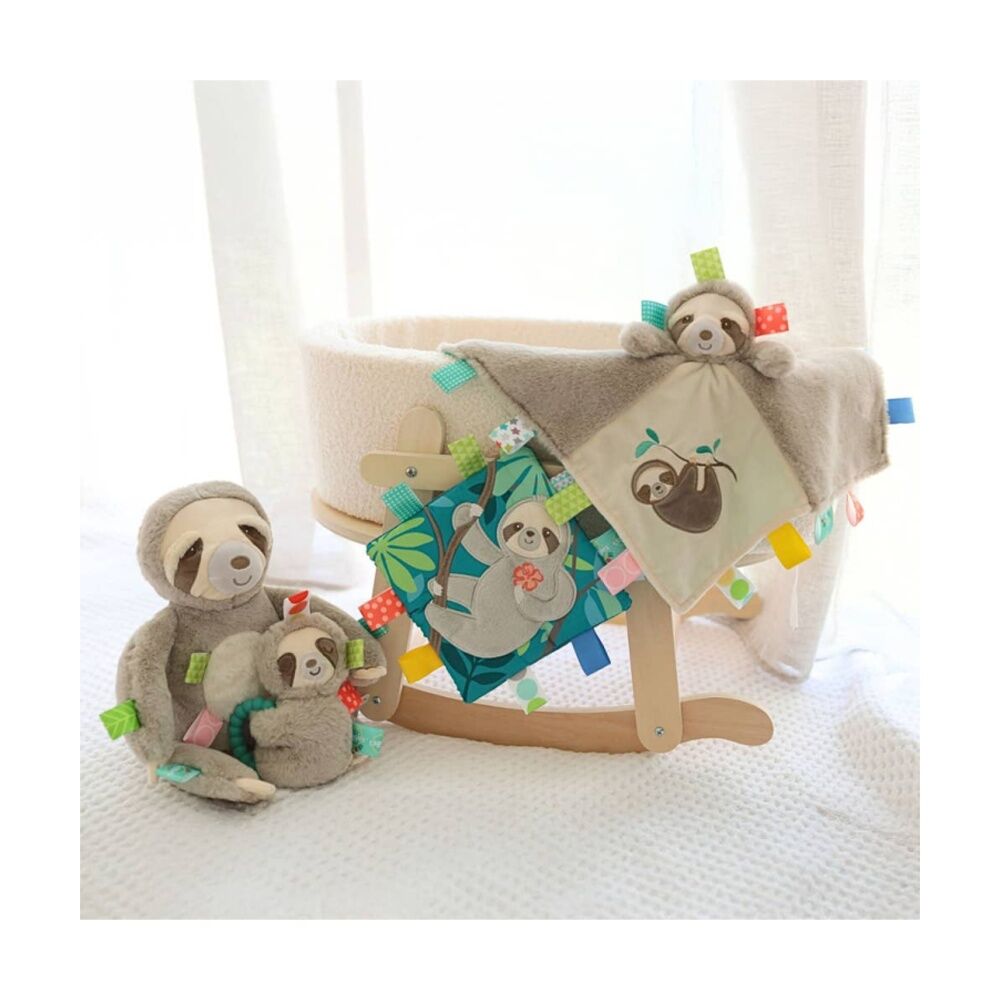 Mary Meyer Taggies Molasses Sloth Soft Plush Rattle & Silicone Teether Grey