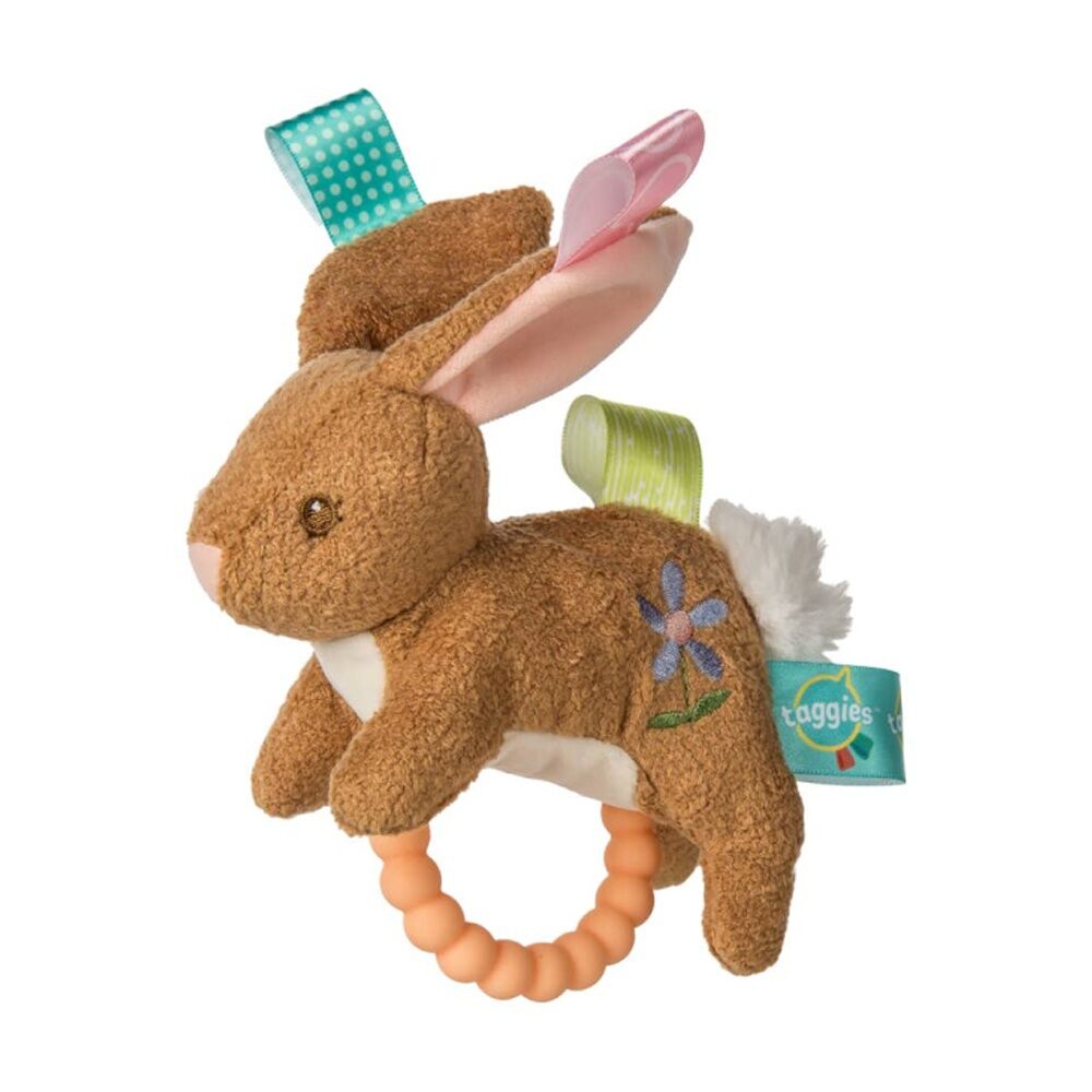 Mary Meyer Taggies Harmony Bunny Teether Soft Plush Rattle & Silicone Teether