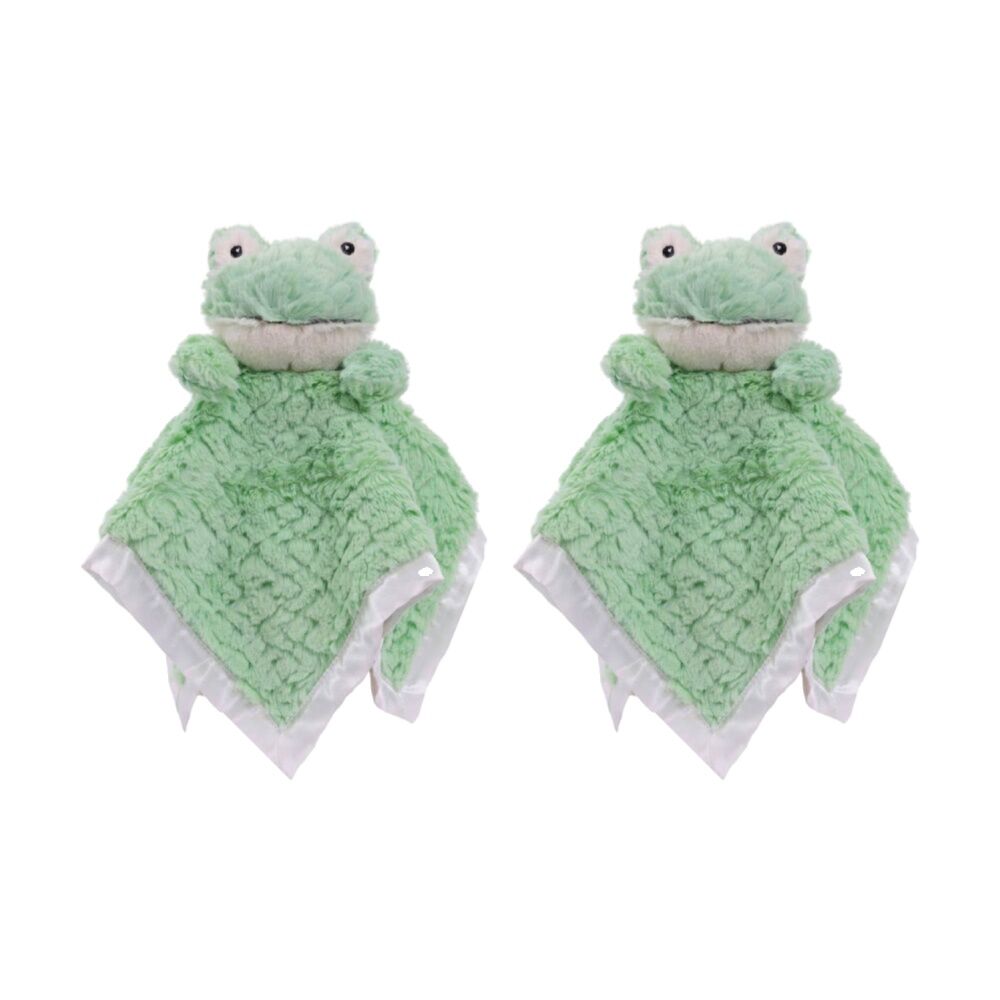 2PK Mary Meyer Nursery Mint Frog Plush Character Cuddle Toy/Satin Blanket 33cm