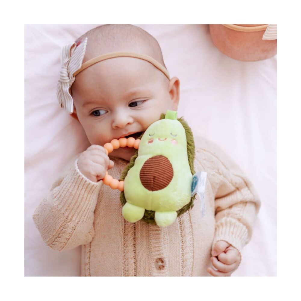 Mary Meyer Sweet Soothies Avocado Soft Plush Rattle & Silicone Teether 12cm