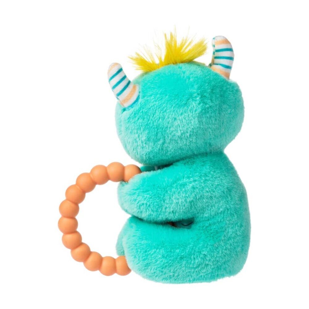 Mary Meyer Mookie Monster Soft Plush Rattle & Silicone Teether Aqua 12cm