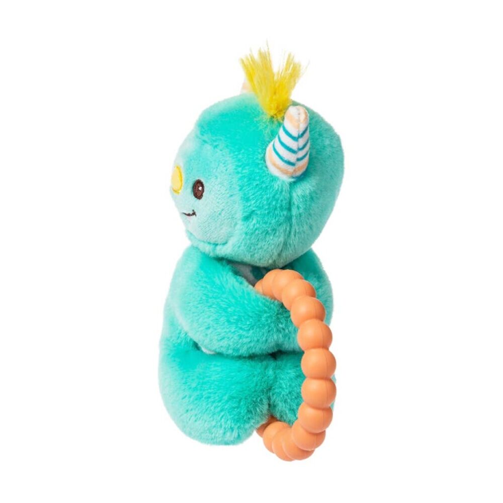 Mary Meyer Mookie Monster Soft Plush Rattle & Silicone Teether Aqua 12cm