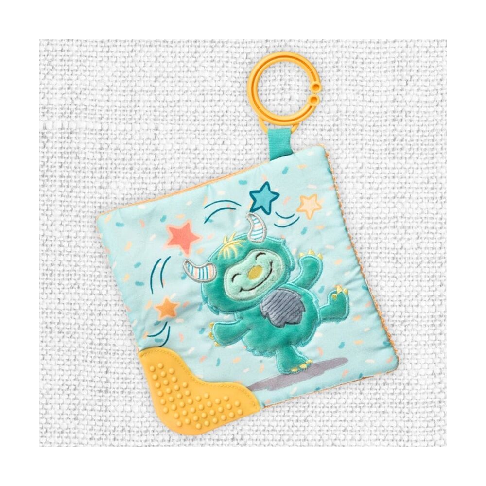 Mary Meyer Mookie Monster Soft Plush Crinkle Teether Aqua 16cm With Hook