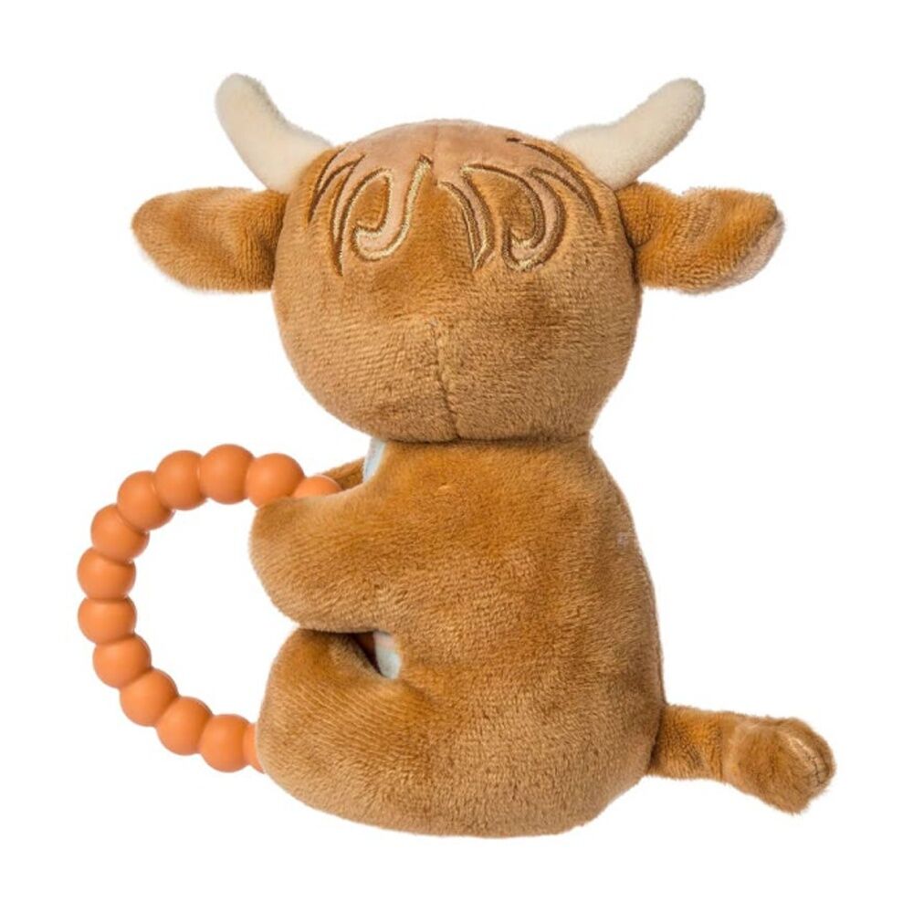 Mary Meyer Hetty Highland Cow Soft Plush Rattle & Silicone Teether Brown 14cm