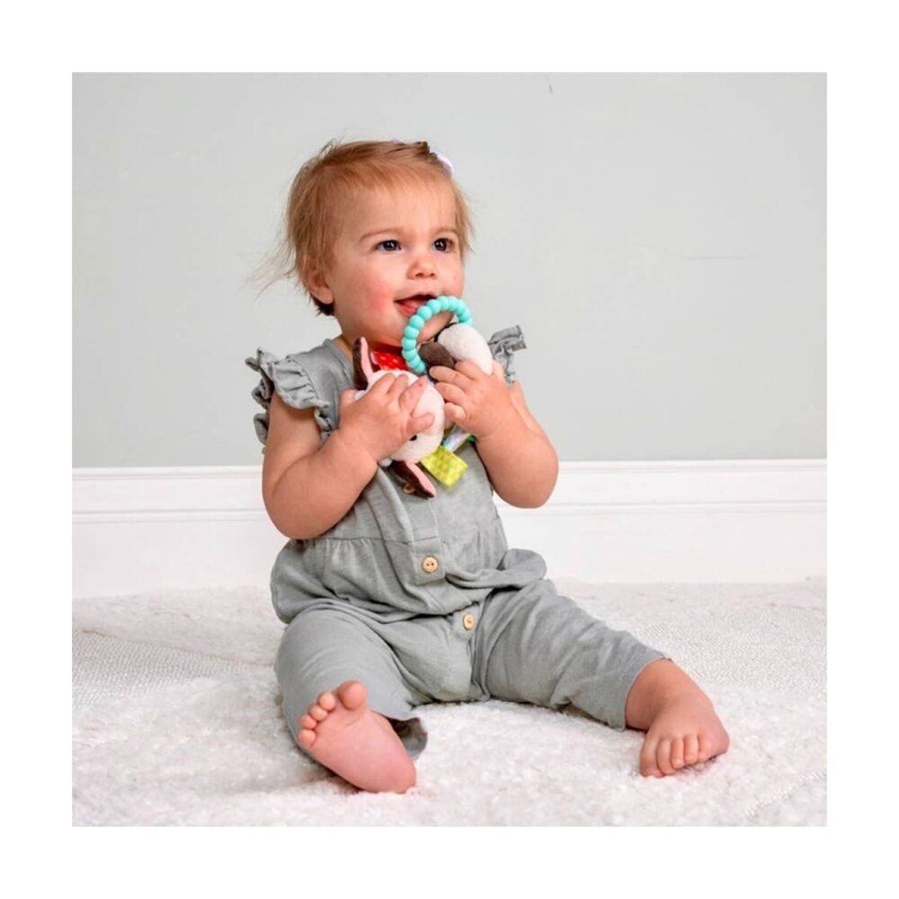 Mary Meyer Taggies Buttercup Cow Soft Plush Rattle & Silicone Teether White