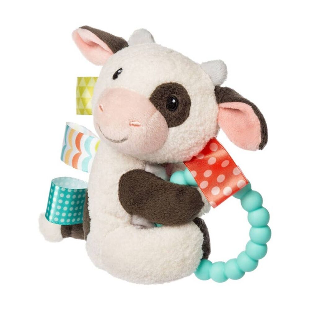 Mary Meyer Taggies Buttercup Cow Soft Plush Rattle & Silicone Teether White