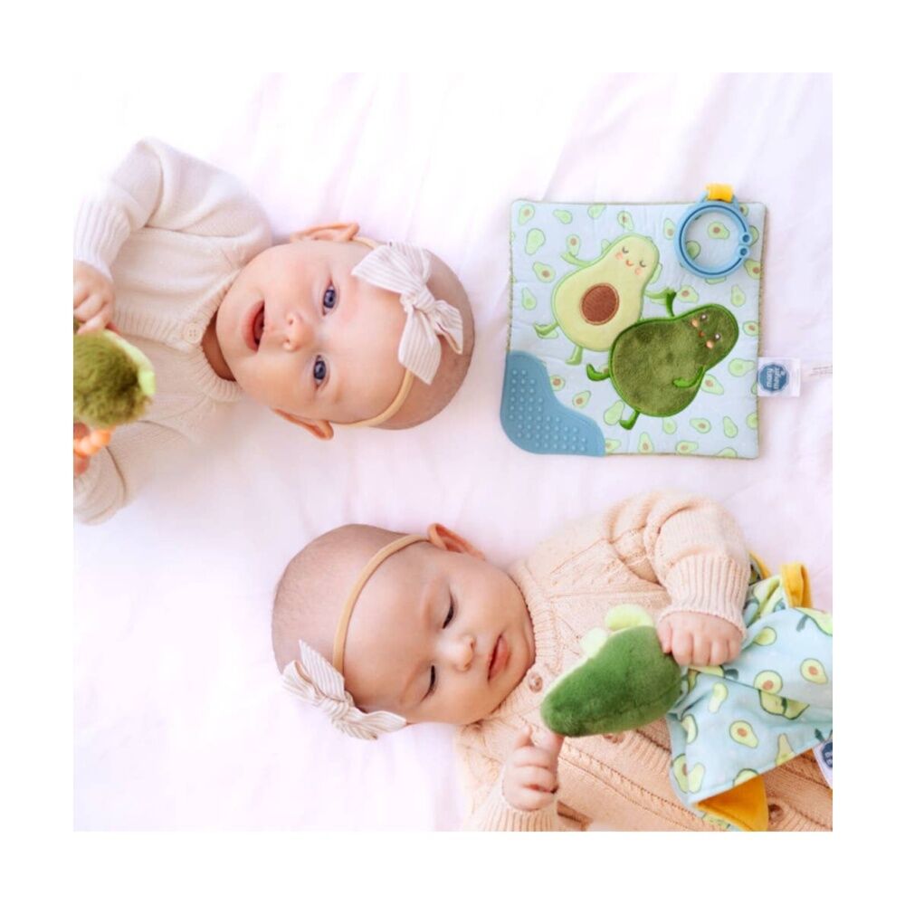 2PK Mary Meyer Sweet Soothies Avocado Soft Plush Crinkle Teether Green With Hook