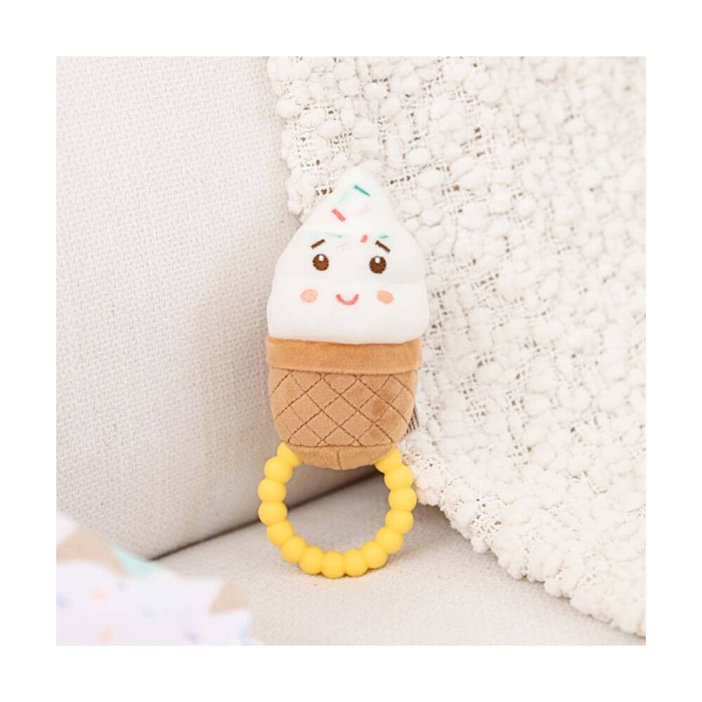 2PK Mary Meyer Sweet Soothies Ice Cream Soft Plush Rattle/Silicone Teether 14cm