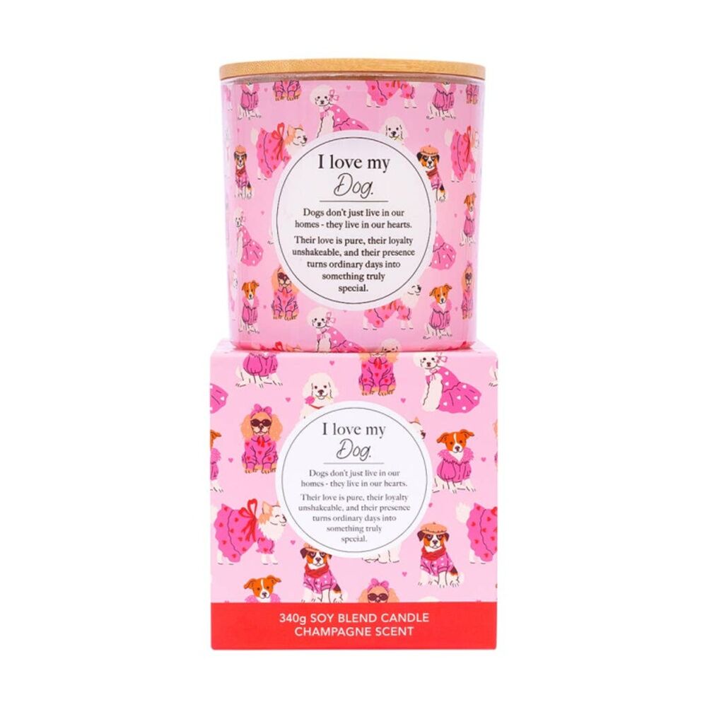 2PK Meaningful Melts Soy Wax Blend Champagne Scented Candle I Love My Dog 340g