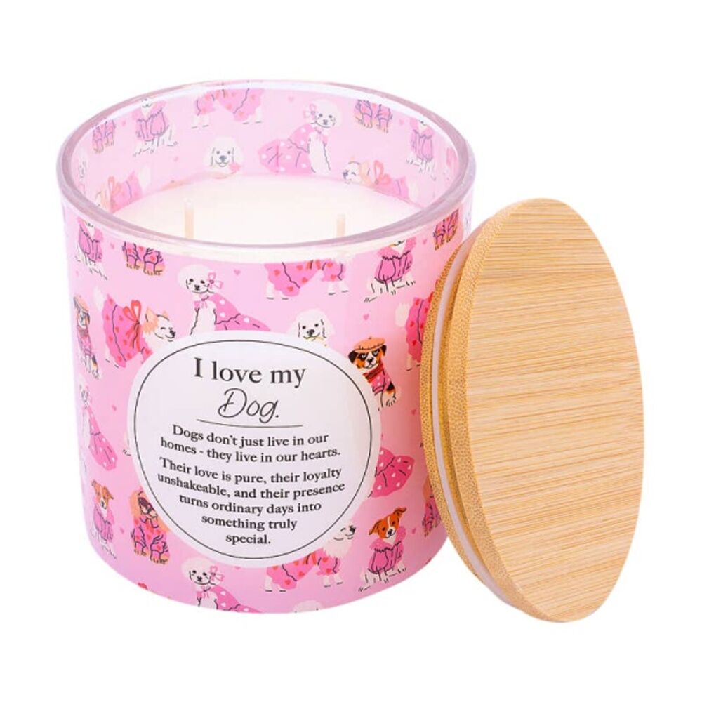 2PK Meaningful Melts Soy Wax Blend Champagne Scented Candle I Love My Dog 340g