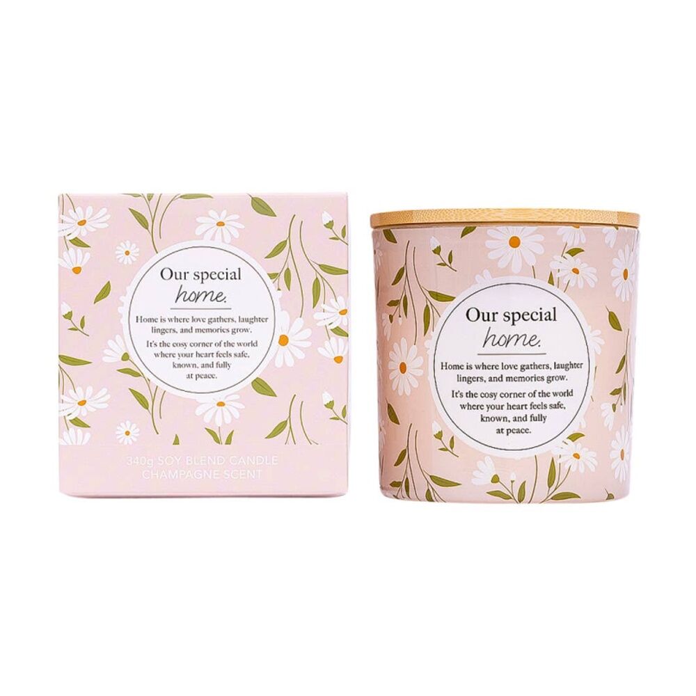 Meaningful Melts Soy Wax Blend Champagne Scented Candle Our Special Home 340g